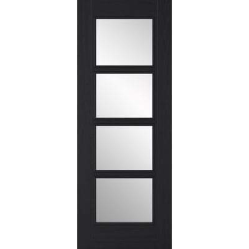 LPD Vancouver Charcoal Black Pre-Finished 4 Glazed Clear Light Panels Interior Door - 1981mm x 838mm