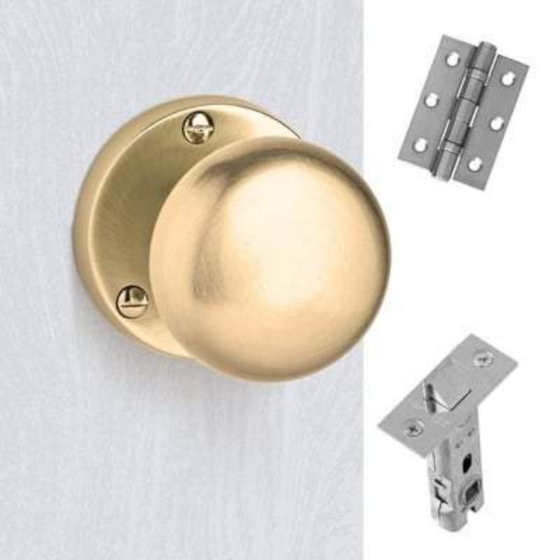 LPD Charon Satin Brass Handle Hardware Privacy Pack