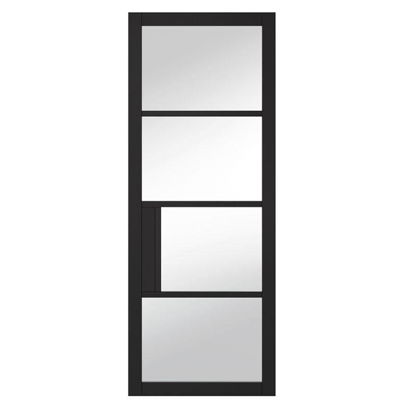 LPD Chelsea Black 4L Clear Glazed Internal Door - 78in x 27in x 35mm (1981 x 686mm)
