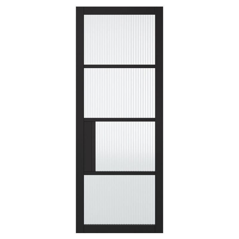 LPD Chelsea Black 4L Reeded Glazed Internal Door - 78in x 27in x 35mm (1981 x 686mm)
