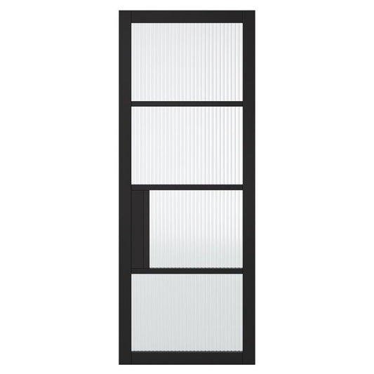 LPD Chelsea Black 4L Reeded Glazed Internal Door - 78in x 30in x 35mm (1981 x 762mm)
