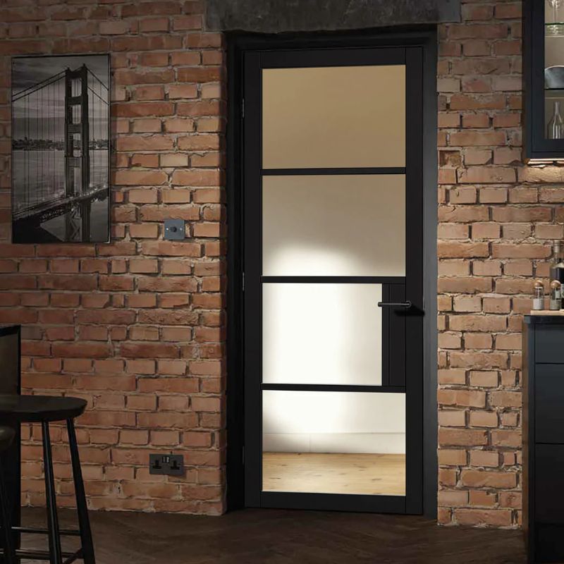 LPD Chelsea Black 4L Clear Glazed Internal Door
