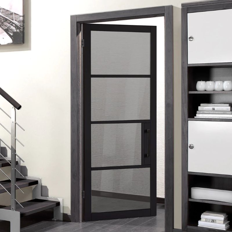 LPD Chelsea Black 4L Tinted Glazed Internal Door - 78in x 30in x 35mm (1981 x 762mm)
