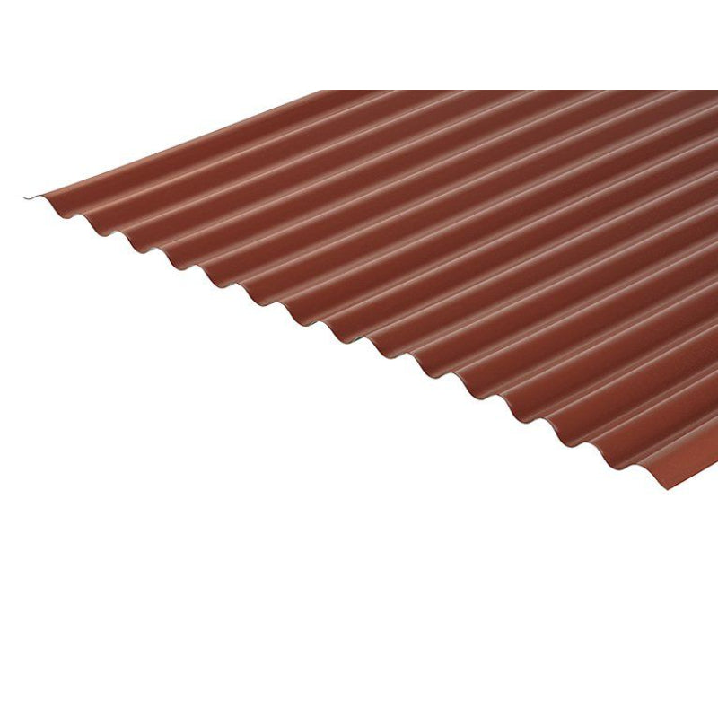 Cladco Corrugated 13/3 Profile PVC Plastisol Coated 0.7mm Metal Roof Sheet Chestnut - All Sizes