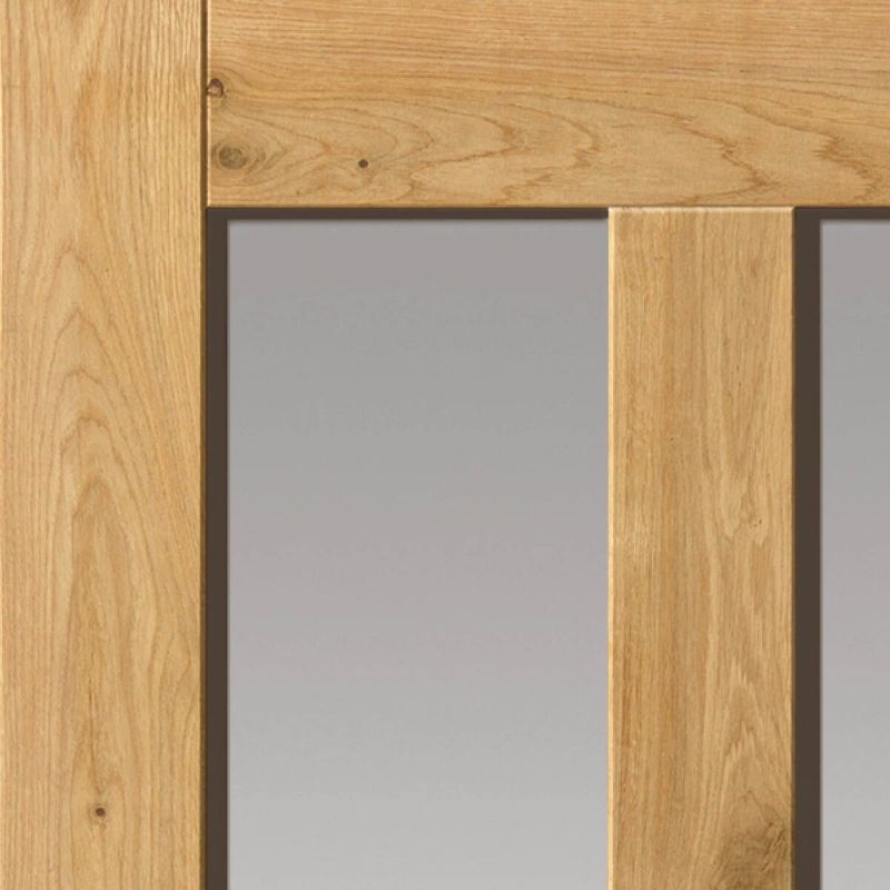 JB Kind Rustic Oak 4 Panel Glazed Pre-Finished Door - 1981 x 762 x 35mm 