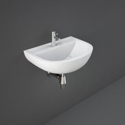 RAK Ceramics Compact 380mm Wall Hung Basin 1 Tap Hole White Left