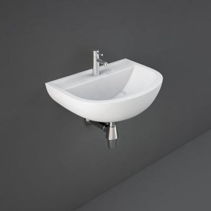 RAK Ceramics Compact 380mm Wall Hung Basin 1 Tap Hole White Right