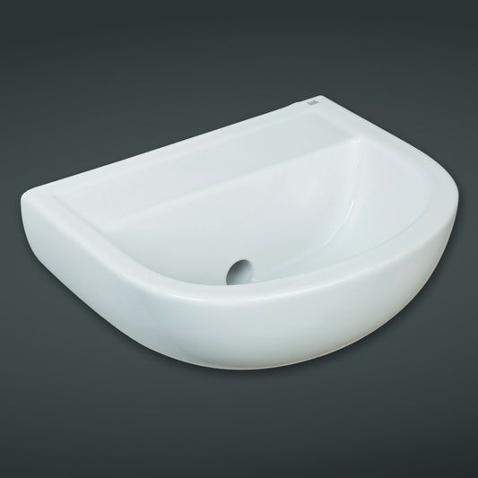 RAK Ceramics Compact 380mm Wall Hung Basin with Horizontal Outlet and No Tap Holes White