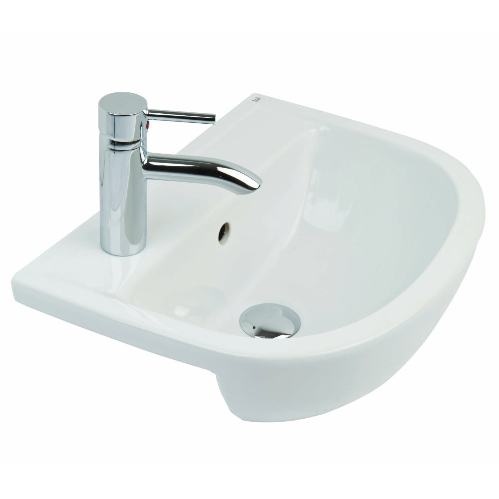 RAK Ceramics Compact 325mm Semi Recessed Basin 1 Tap Hole White Left