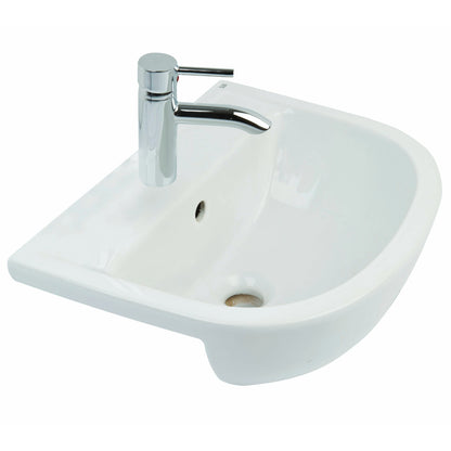 RAK Ceramics Compact 325mm Semi Recessed Basin 1 Tap Hole White Right