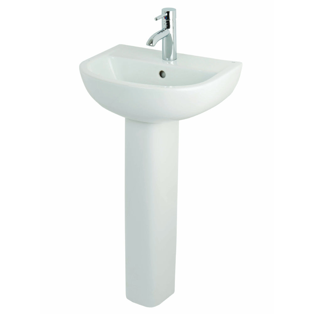 RAK Ceramics Compact 450mm Pedestal Basin 1 Tap Hole White