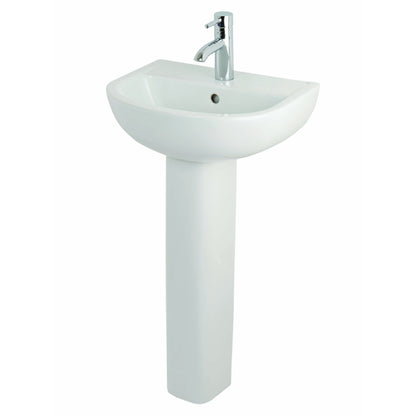 RAK Ceramics Compact 450mm Pedestal Basin 2 Tap Holes White