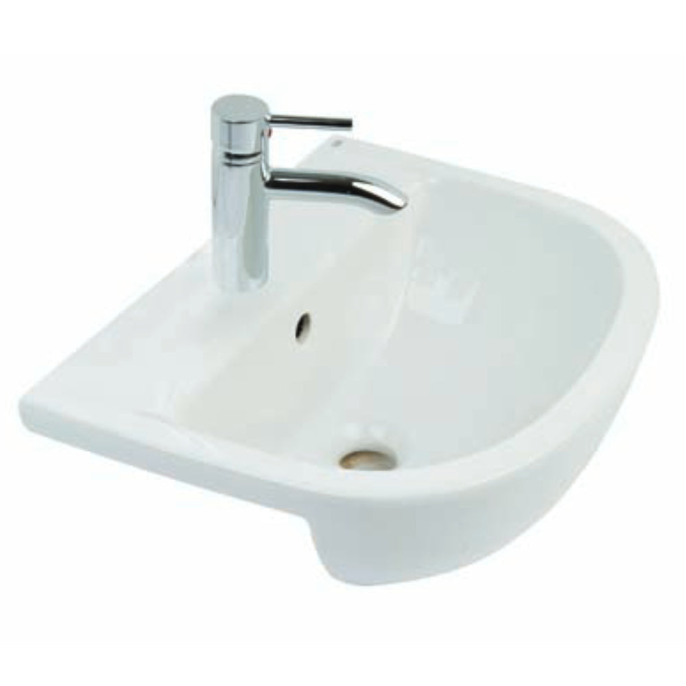 RAK Ceramics Compact 360mm Semi Recessed Basin 1 Tap Hole White Left