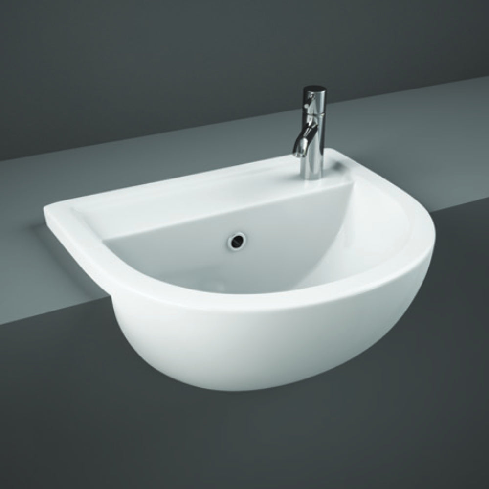 RAK Ceramics Compact 360mm Semi Recessed Basin 1 Tap Hole White Right