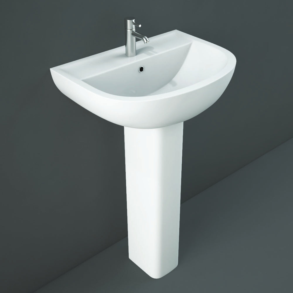 RAK Ceramics Compact 550mm Pedestal Basin 2 Tap Holes White