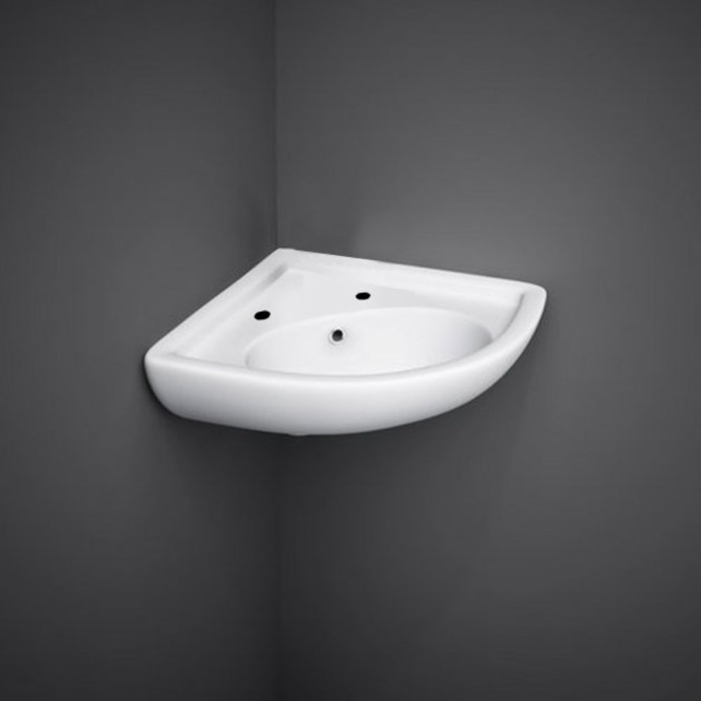 RAK Ceramics Compact 360mm Corner Basin 2 Tap Holes White