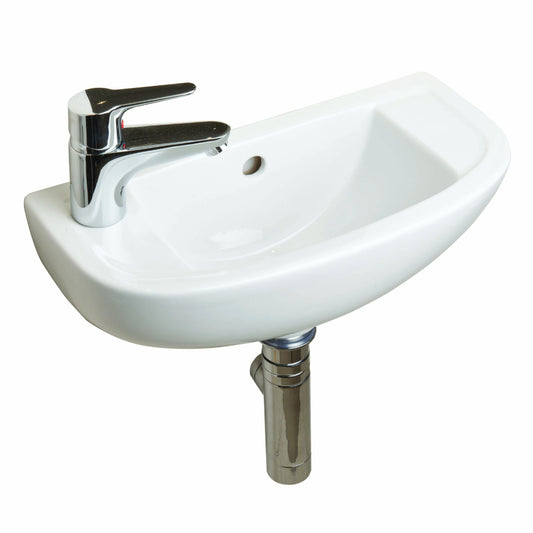 RAK Ceramics Compact 215mm Cloakroom Basin 1 Tap Hole White Left