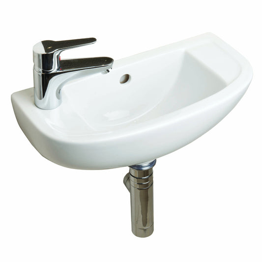 RAK Ceramics Compact 215mm Cloakroom Basin 1 Tap Hole White Right