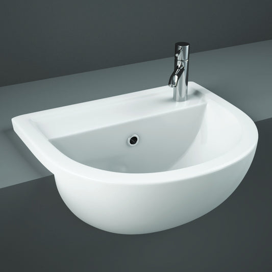 RAK Ceramics Compact 415mm Semi Recessed Basin 1 Tap Hole White