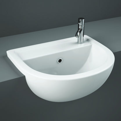 RAK Ceramics Compact 415mm Semi Recessed Basin 2 Tap Holes White