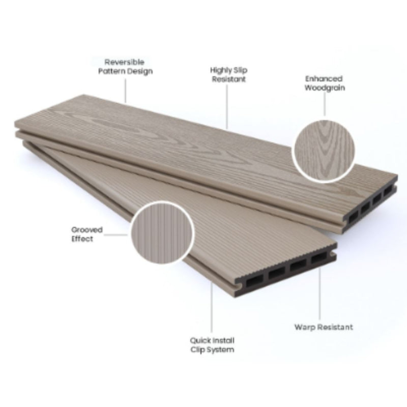 DDecks DuroDual Composite Reversible Decking Board (Hollow) 145mm x 21mm x 3.6m - All Colours