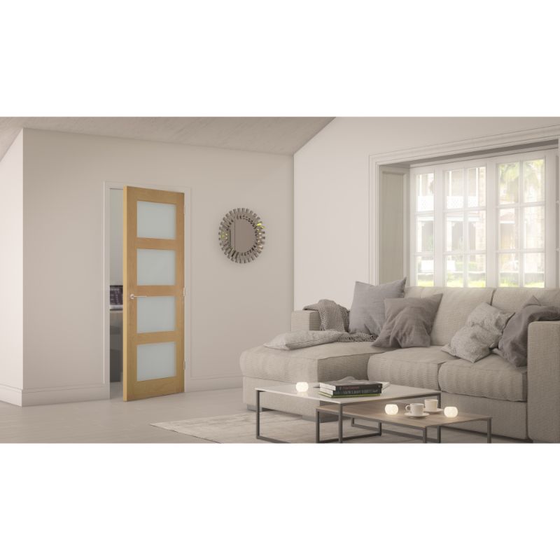 Image for Deanta Coventry Obscure Glazed Prefinished Interior Oak Door