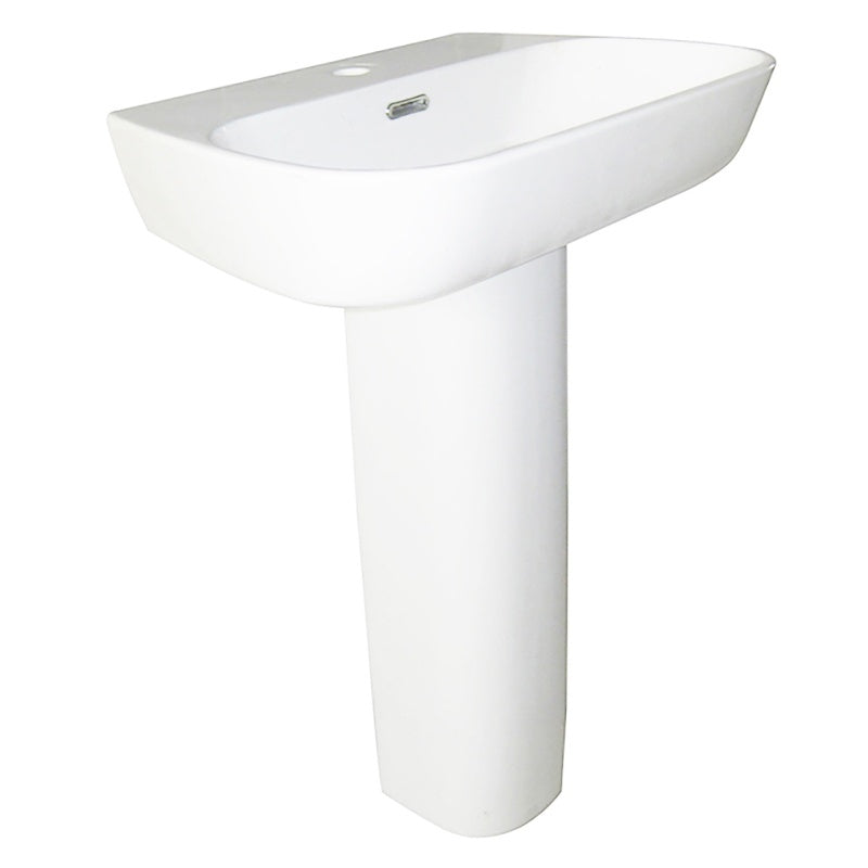 Aqua Cubix 600mm Basin - 1 Tap Hole with Chrome Overflow and Floor Standing Pedestal 