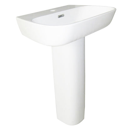 Aqua Cubix 600mm Basin - 1 Tap Hole with Chrome Overflow and Floor Standing Pedestal 