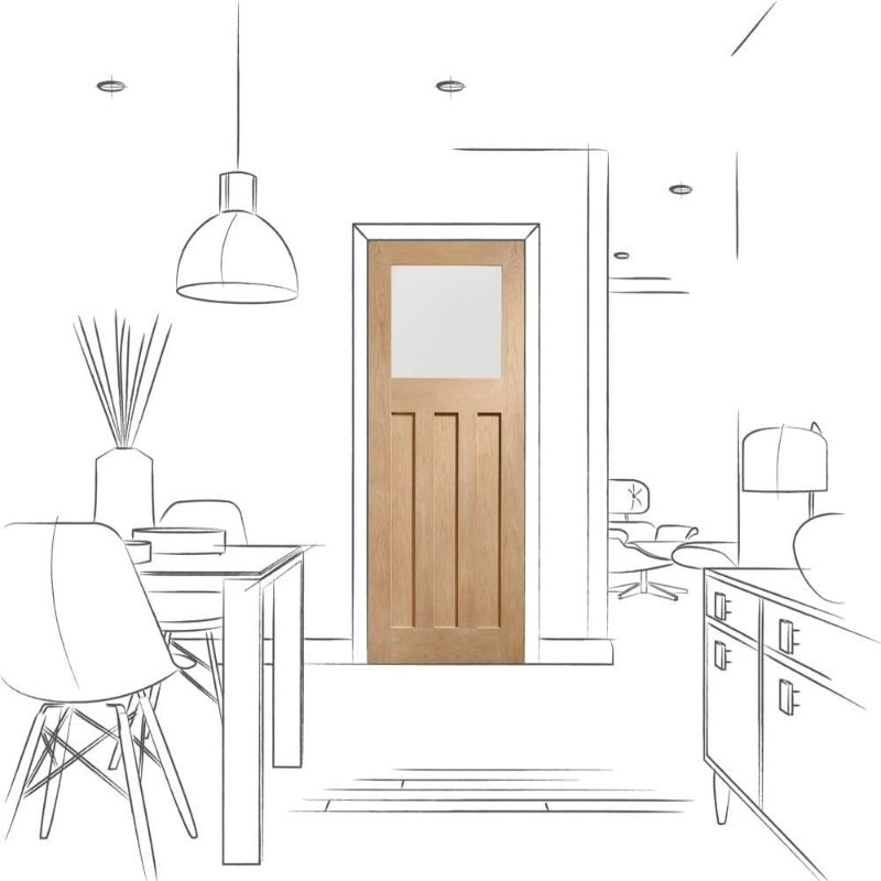 Image for XL Joinery DX Internal Oak Door with Obscure Glass 1981 x 762 x 35mm (30")