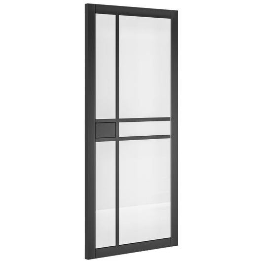 Deanta Dalston Prefinished Black Clear Glazed Internal Door