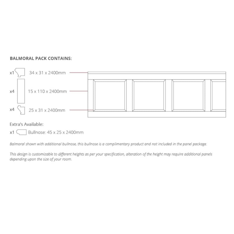 Deanta White Primed Balmoral Wall Panelling - 2400mm Pack