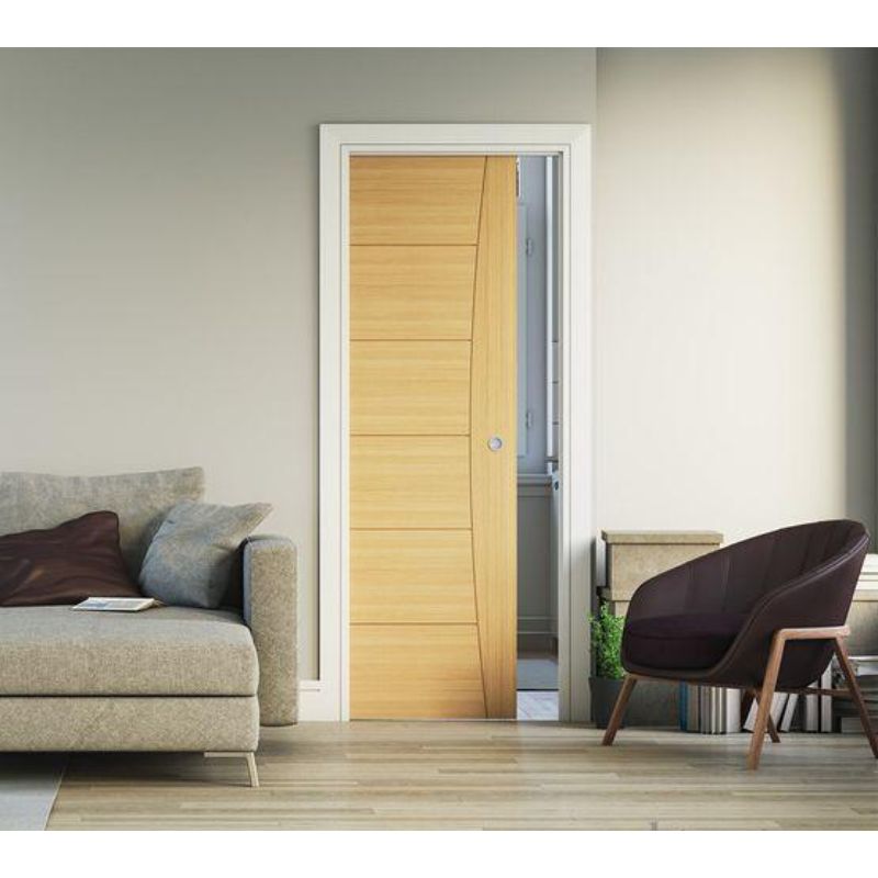 Deanta Single Door Kit + Handle & Doorjamb Oak Frame 100mm Black Finish Hardware 1981 x 686