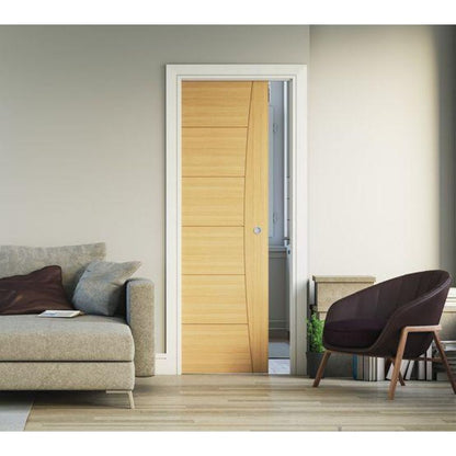 Deanta Single Door Kit + Handle & Doorjamb Oak Frame 100mm Black Finish Hardware