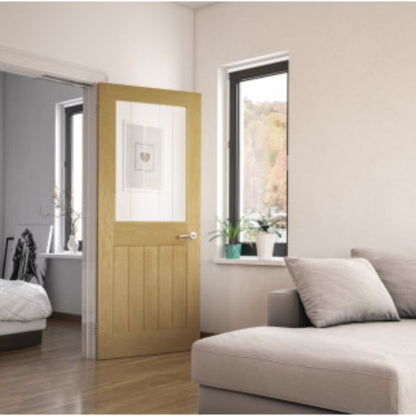 Deanta Ely Prefinished Half 1L Glazed Interior Oak Door 2040 x 726 x 40mm