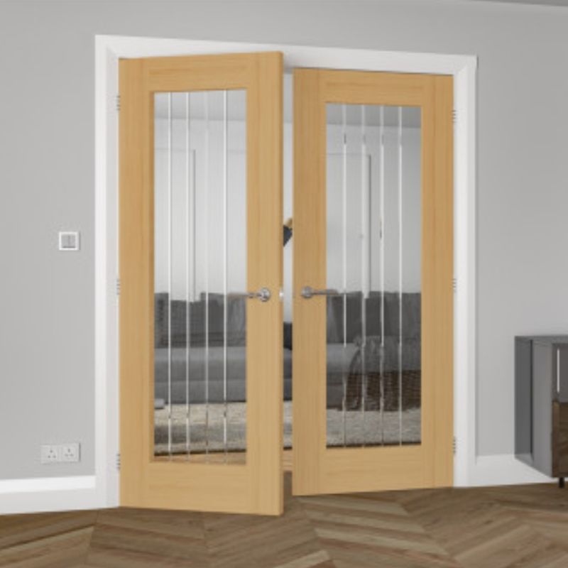 Deanta Ely Prefinished Full 1L Glazed Interior Oak Door 2040 x 826 x 40mm