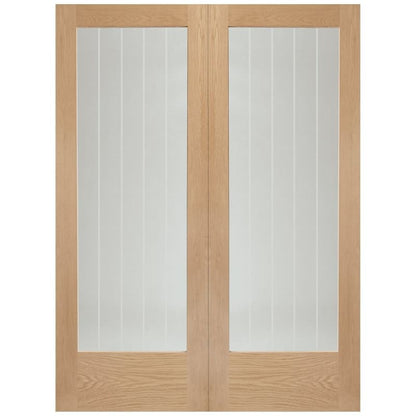 Image for XL Joinery Suffolk Internal Oak Rebated Door Pair with Clear Etched Glass 1981 x 1067 x 40mm (42")