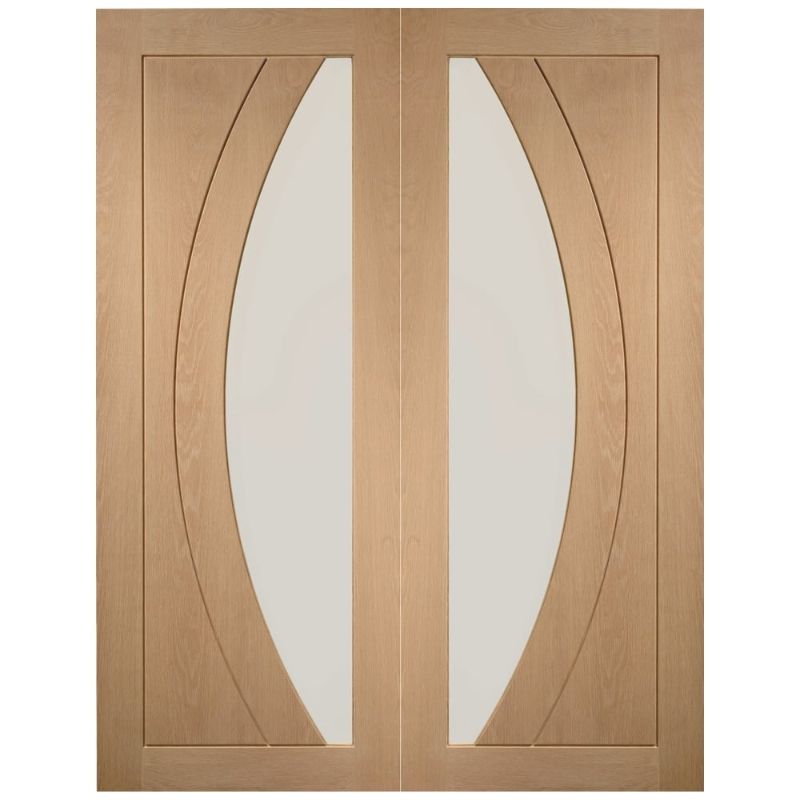 Image for XL Joinery Salerno Internal Oak Rebated Door Pair with Clear Glass 1981 x 1168 x 40mm (46")