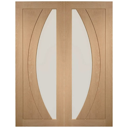 Image for XL Joinery Salerno Internal Oak Rebated Door Pair with Clear Glass 1981 x 1168 x 40mm (46")