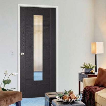 LPD Vancouver Black Ash 1L Laminated Internal Clear Glazed Door - 78in x 30in x 35mm (1981 x 762mm)
