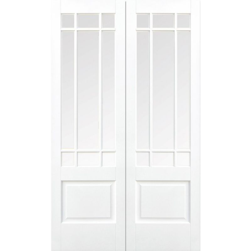 Image for LPD White Downham Glazed Internal Door Pair-78in x 42in x 40mm (1981 x 1067mm)