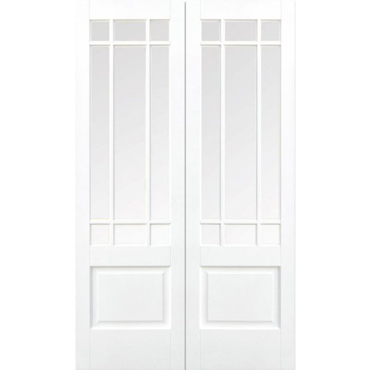 Image for LPD White Downham Glazed Internal Door Pair-78in x 42in x 40mm (1981 x 1067mm)