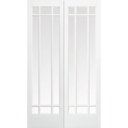 Image for LPD White Manhattan Glazed Internal Door Pair-78in x 54in x 40mm (1981 x 1372mm)