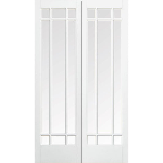 Image for LPD White Manhattan Glazed Internal Door Pair-78in x 54in x 40mm (1981 x 1372mm)