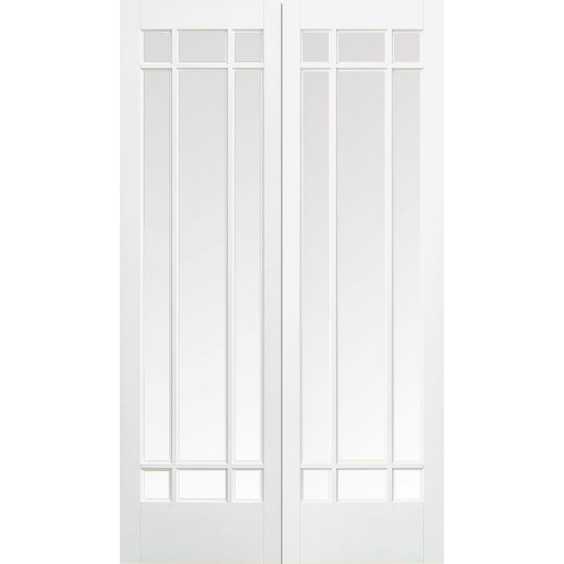 Image for LPD White Manhattan Glazed Internal Door Pair-78in x 48in x 40mm (1981 x 1219mm)