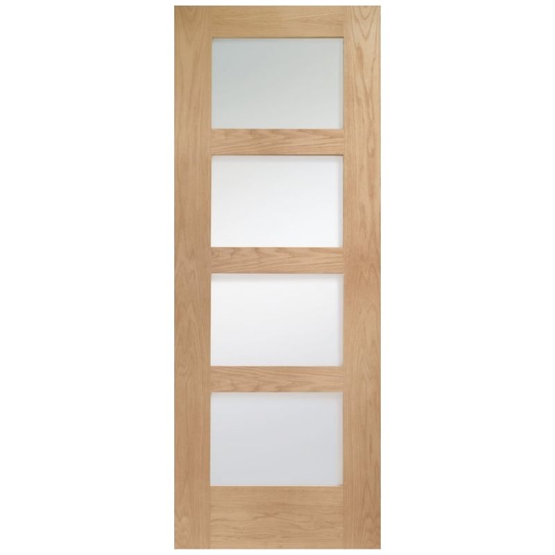 Image for XL Joinery Shaker 4 Light Internal Oak Door with Obscure Glass 2040 x 826 x 40mm