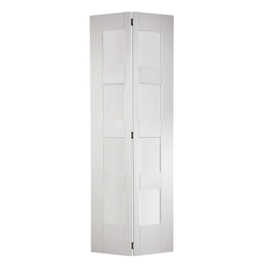 Image for LPD Bifold White Primed Shaker 4 Lite Glazed - 78In x 27In x 35mm (1981 x 686mm)