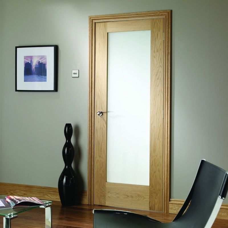 Image for XL Joinery Pattern 10 Pre-Finished Internal Oak Door with Obscure Glass 1981 x 686 x 35mm (27")