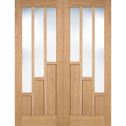 Image for LPD Oak Coventry Glazed Internal Door Pair-78in x 42in x 40mm (1981 x 1067mm)