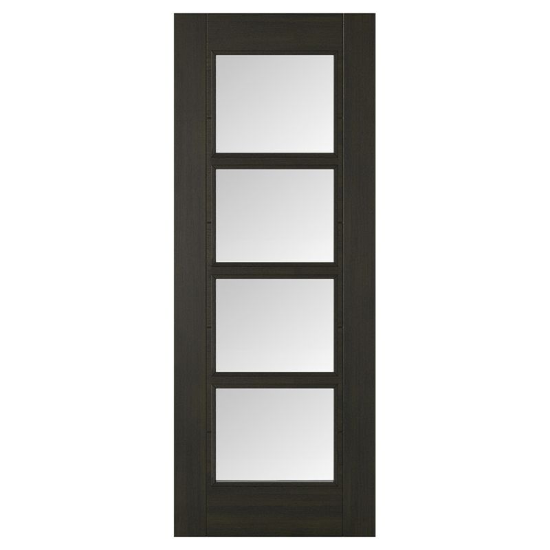 LPD Vancouver Smoked Oak 4L Pre-Finished Glazed Internal Door - 78in x 27in x 35mm (1981 x 686mm)
