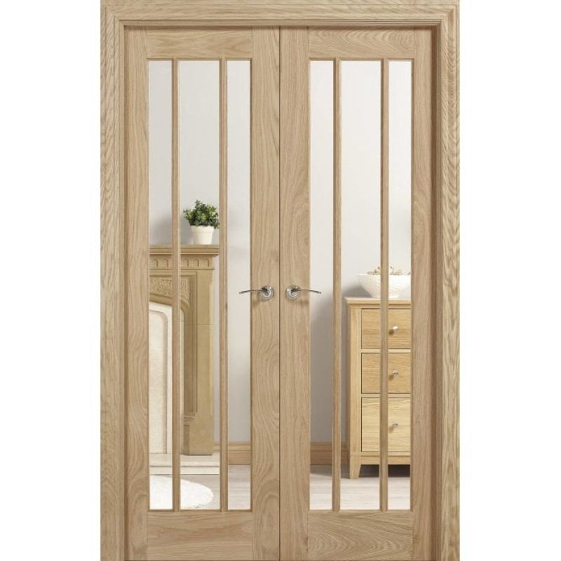 Image for LPD Unfinished Oak Lincoln Glazed Internal Door Pair